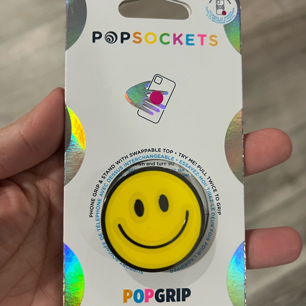 PopSockets Phone Grip with Expanding Kickstand, Enamel Graphic - Be Happy NEW
